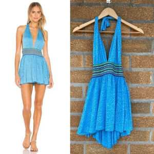 Pitusa Mini Halter Dress in Blue small/medium